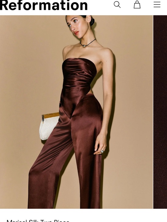 Reformation Pants - Reformation Strapless Satin Chocolate Brown